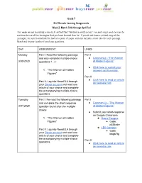Grade 7 ELA Remote Learning Assignments Week 2: March 30Th Through April 3Rd This Week We Are Launching a New ELA Unit Entitled: “Resilience and Success”