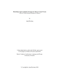 Identifying Land Acquisition Strategies for Simcoe County Forests a Review of Securement Strategies in Ontario