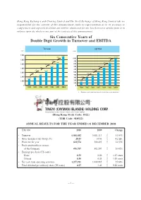 Six Consecutive Years of Double Digit Growth in Turnover and EBITDA