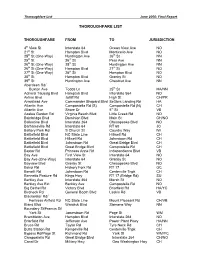 Thoroughfare List June 2006: Final Report