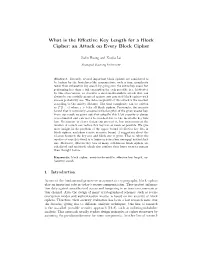 What Is the Effective Key Length for a Block Cipher