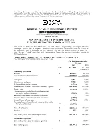 DIGITAL DOMAIN HOLDINGS LIMITED 數字王國集團有限公司 (Incorporated in Bermuda with Limited Liability) (Stock Code: 547)