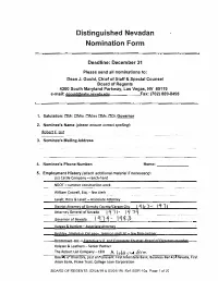 Distinguished Nevadan Nomination Form