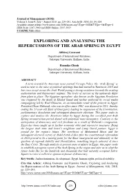Exploring and Analysing the Repercussions of the Arab Spring in Egypt