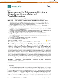 Kynurenines and the Endocannabinoid System in Schizophrenia: Common Points and Potential Interactions