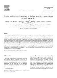 Spatial and Temporal Variation in Shallow Seawater Temperatures Around Antarctica