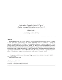 Addressing Causality in the Effect of Capital Account Liberalization on Growth