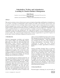 Stakeholders' Welfare and Arthashastra: Learning for Modern Business Management