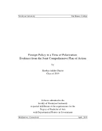 Foreign Policy in a Time of Polarization: Evidence from the Joint Comprehensive Plan of Action