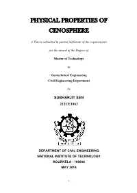 Physical Properties of Cenosphere