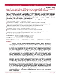 Use of Non-Selective Β-Blockers Is Associated with Decreased Tumor Proliferative Indices in Early Stage Breast Cancer