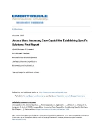 Access Mars: Assessing Cave Capabilities Establishing Specific Solutions: Final Report