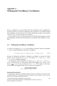 Appendix a Orthogonal Curvilinear Coordinates