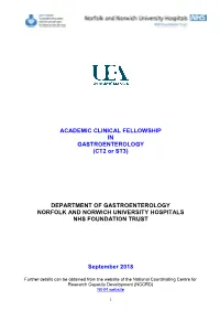 Department of Gastroenterology Norfolk and Norwich University Hospitals Nhs Foundation Trust