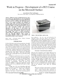 Development of a Hci Course on the Microsoft Surface