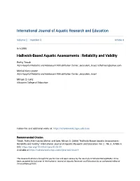 Halliwick-Based Aquatic Assessments : Reliability and Validity