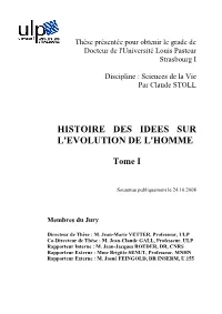 Histoire Des Idees Sur L'evolution De L'homme