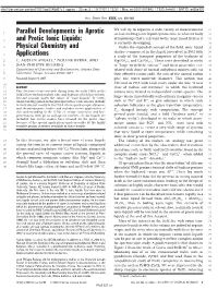 Parallel Developments in Aprotic and Protic Ionic Liquids Angell Et Al