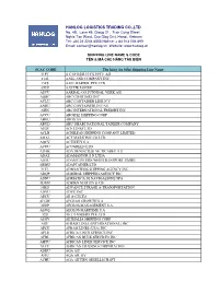 Shipping Line Name & Code Tên & Mã Các Hãng Tàu Bi Ển