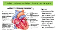 LC: Label the Heart and Describe the Cardiac Cycle
