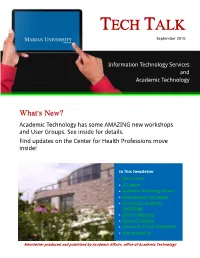 TECH TALK September 2016
