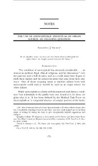 The Use of Anencephalic Infants As an Organ Source: an On-Going Question