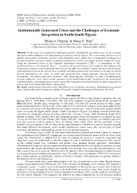 Institutionally Generated Crises and the Challenges of Economic Integration in South-South Nigeria