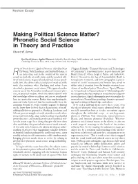 Making Political Science Matter? Phronetic Social Science in Theory and Practice
