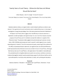 Twenty Years of Load Theory – Where Are We Now and Where Should We Go Next?