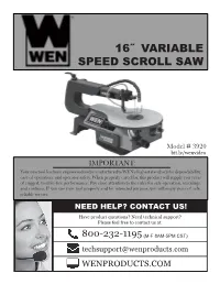 16˝ Variable Speed Scroll Saw