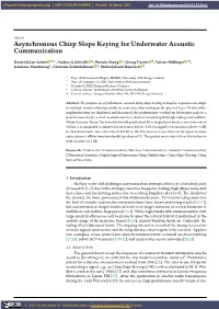 Asynchronous Chirp Slope Keying for Underwater Acoustic Communication