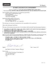Eu Declaration of Conformity