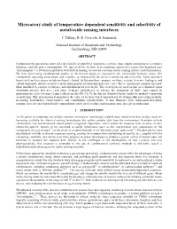 Microarray Study of Temperature Dependent Sensitivity and Selectivity of Metal/Oxide Sensing Interfaces