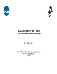 NCAA Rules Review - 2018 a Quick Look at Common Rules That We Often Forget