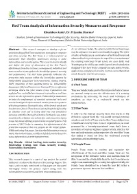 Red Team Analysis of Information Security Measures and Response