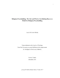 Religious Peacebuilding: the Life and Work of Archbishop Raya As a Model for Religious Peacebuilding