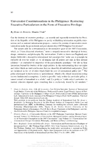 Universalist Constitutionalism in the Philippines: Restricting Executive Particularism in the Form of Executive Privilege
