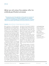 What Can Cell Culture Flocculation Offer for Antibody Purification Processes