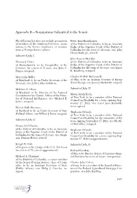 Appendix B—Nominations Submitted to the Senate