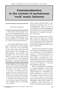 Contextualization in the Context of Mainstream Â•Ÿrockâ•Ž Music