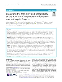 Evaluating the Feasibility and Acceptability of the Namaste Care Program in Long-Term Care Settings in Canada Sharon Kaasalainen1,2* , Paulette V