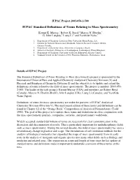 IUPAC Standard Definitions of Terms Relating to Mass Spectrometry