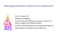 Managing Orthostatic Intolerance in Adolescents