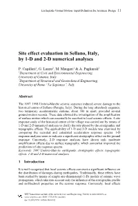 Site Effect Evaluation in Sellano, Italy, by 1-D and 2-D Numerical Analyses