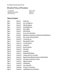 Allocations Policy and Procedures