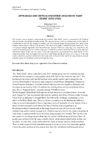 Appraisals and Critical Discourse Analysis in “Baby Shark” Song Lyric