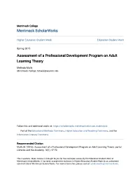 Assessment of a Professional Development Program on Adult Learning Theory