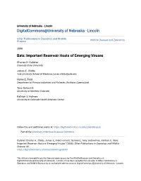Bats: Important Reservoir Hosts of Emerging Viruses