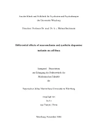 Differential Effects of Neuromelanin and Synthetic Dopamine Melanin On