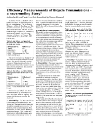 Efficiency Measurements of Bicycle Transmissions - a Neverending Story? by Bernhard Rohloff and Peter Greb (Translated by Thomas Siemann)
